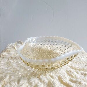 Fenton Heart Dish with Hobnail Design and Light Blue in the Rim~Vintage~